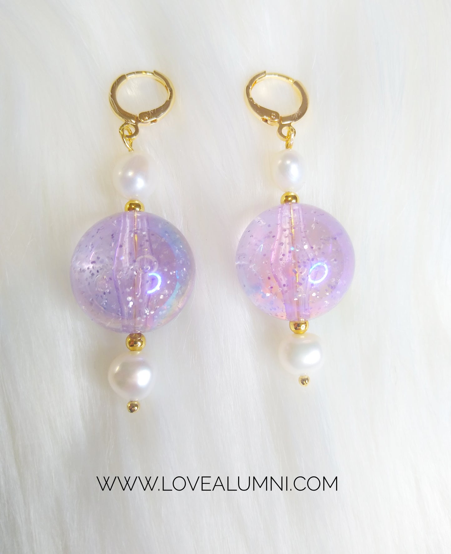 Glitterella Freshwater Pearl Earrings In Lavender