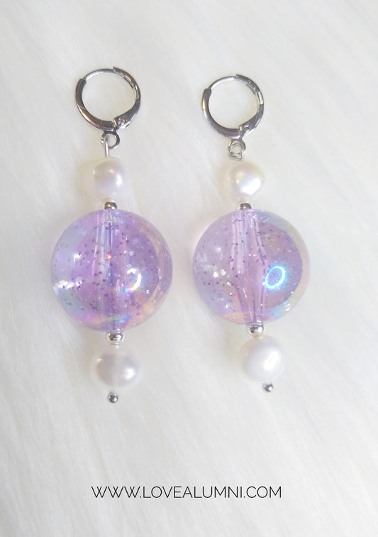 Glitterella Freshwater Pearl Earrings In Lavender