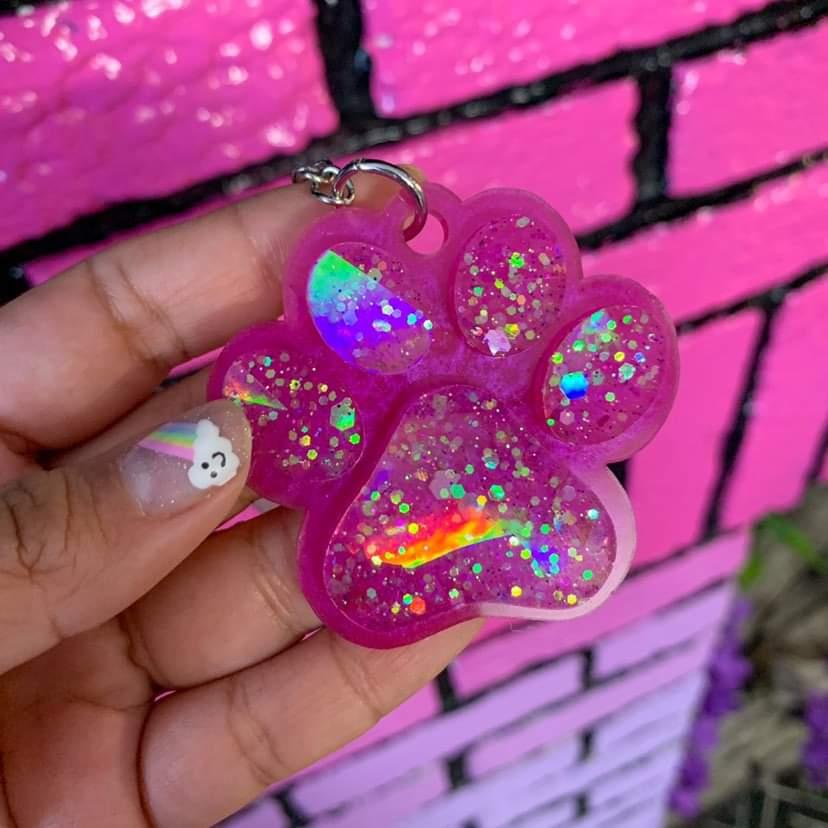 Pretty Paws Holographic Shimmer Keychain
