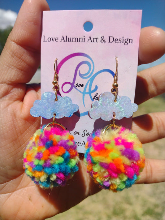 Cloudy Days Handpainted Statement Earrings