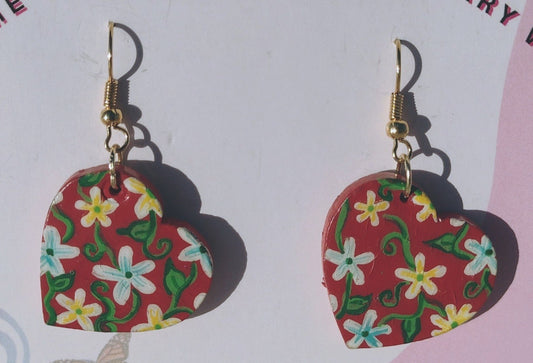 18K Gold Plated Hand Painted Wildflower Earrings